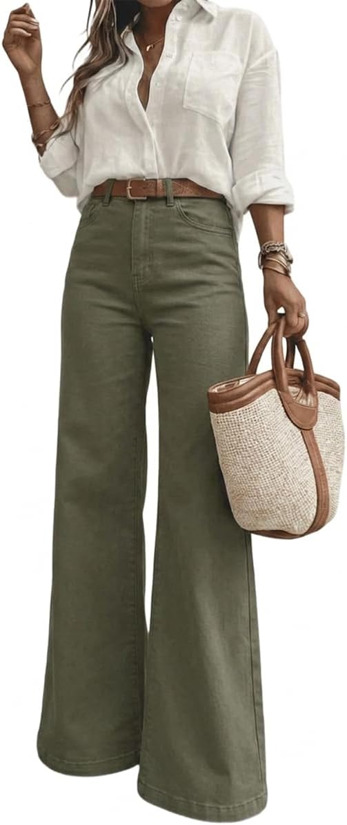 Women's Dark Wash Bootcut Jeans - High Waisted Wide Leg Denim with Classic Five Pocket Styling - 31 Long