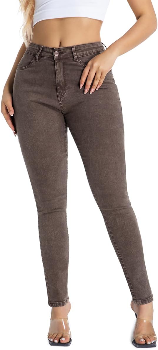 Women's Butt Lifting Skinny Jeans - High Waisted Curve Enhancing Soft Stretch Denim for Daily Wear - Medium