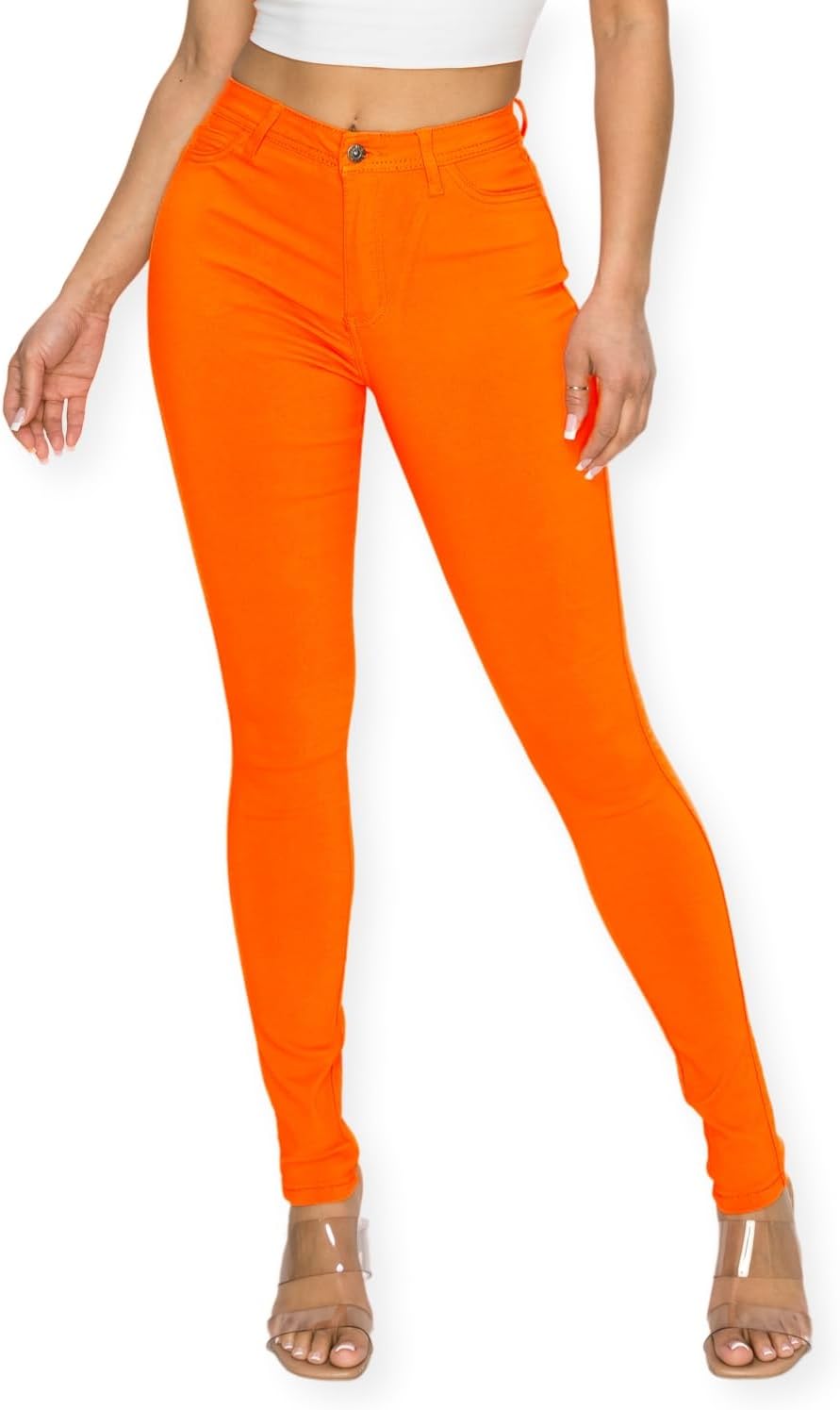 Women's Colored Skinny Jeans - High Rise Destroyed Ripped Stretch Denim in Olive, Mustard and Red - Medium
