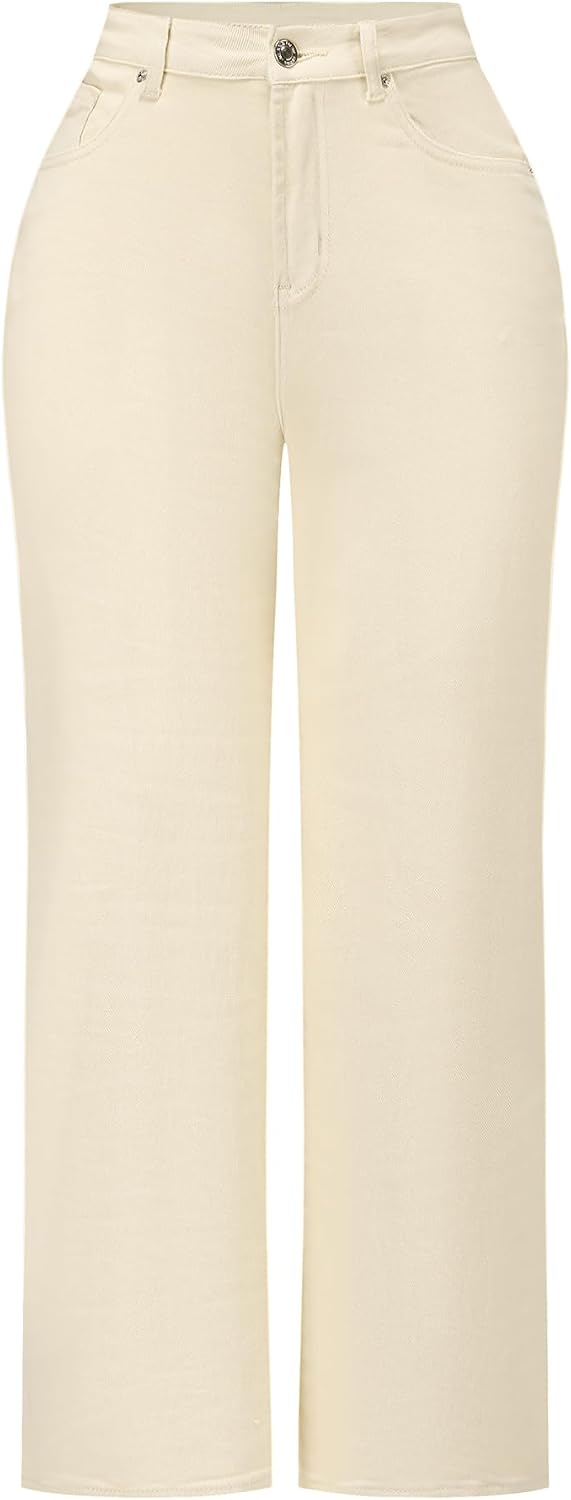 Women's High Waisted Wide Leg Jeans - Distressed Stretch Denim in Fourteen Washes for Casual Days - 6 (16)