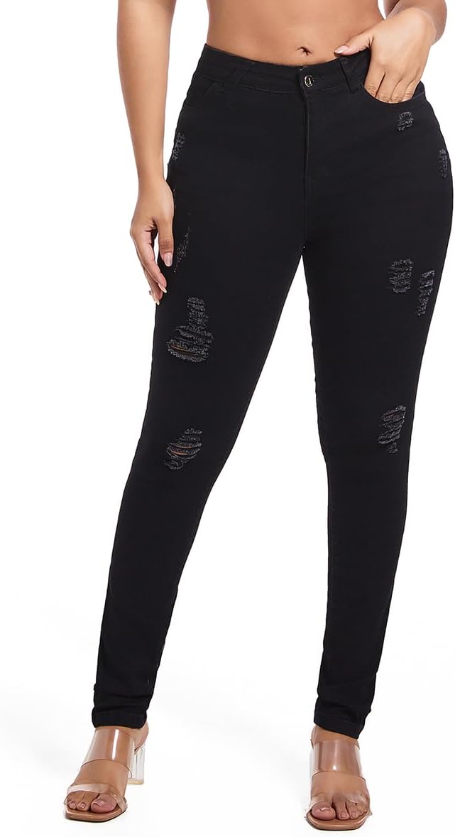 Women's Butt Lifting Skinny Jeans - High Waisted Curve Enhancing Soft Stretch Denim for Daily Wear - Large