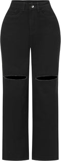 Women's High Waisted Wide Leg Jeans - Distressed Stretch Denim in Fourteen Washes for Casual Days - 2