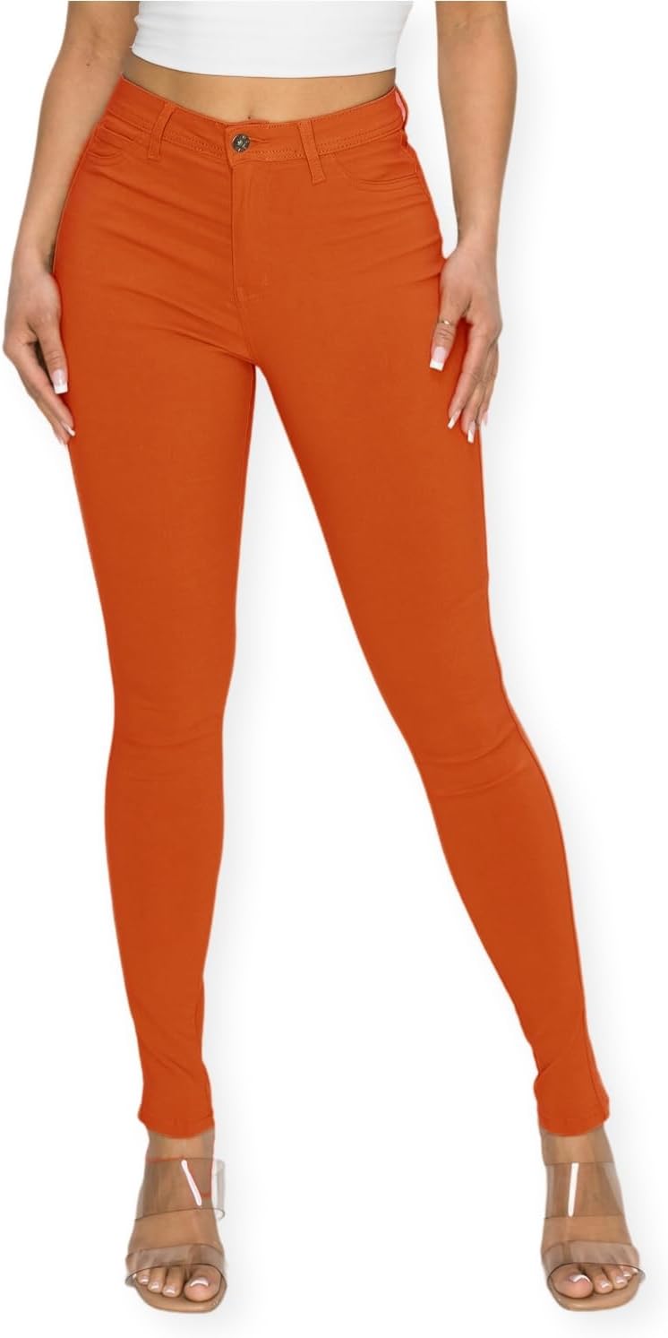 Women's Colored Skinny Jeans - High Rise Destroyed Ripped Stretch Denim in Olive, Mustard and Red - XX-Large
