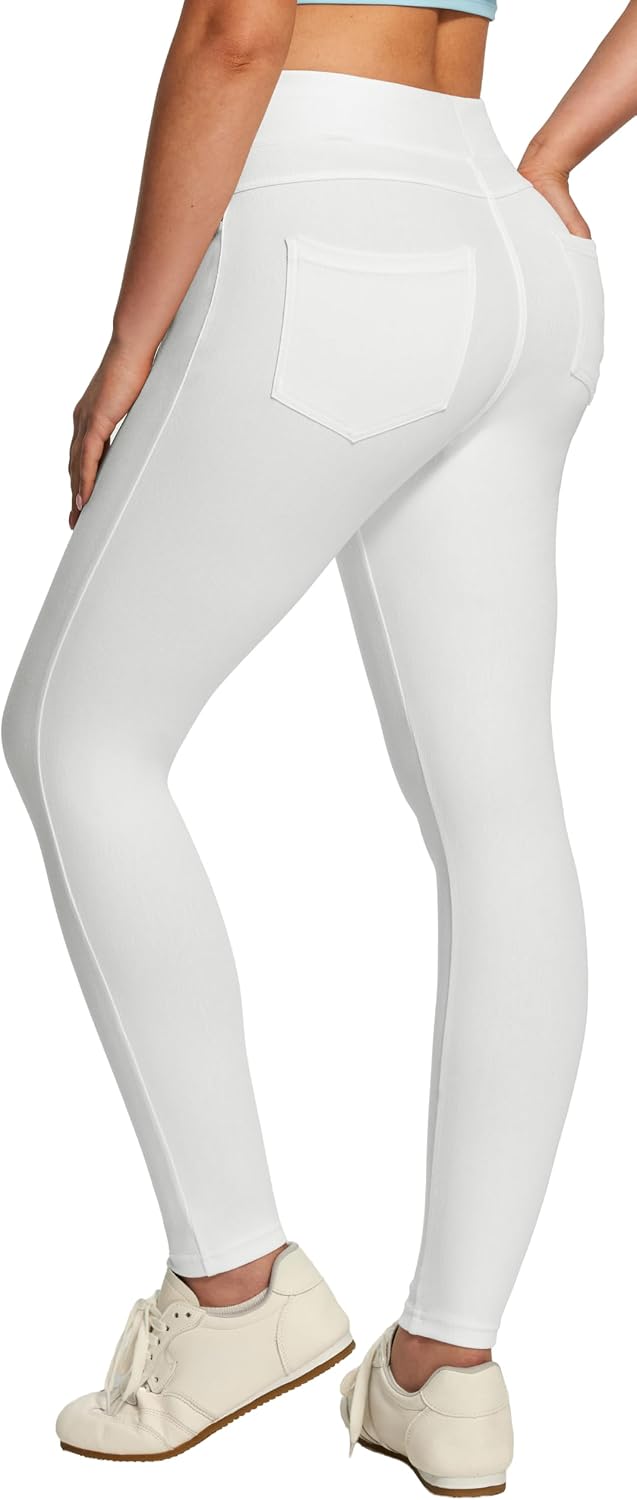 Women's Pull On Denim Jeggings - High Waist Skinny Leggings with Tummy Control and Four Pockets - Plus Size (9)