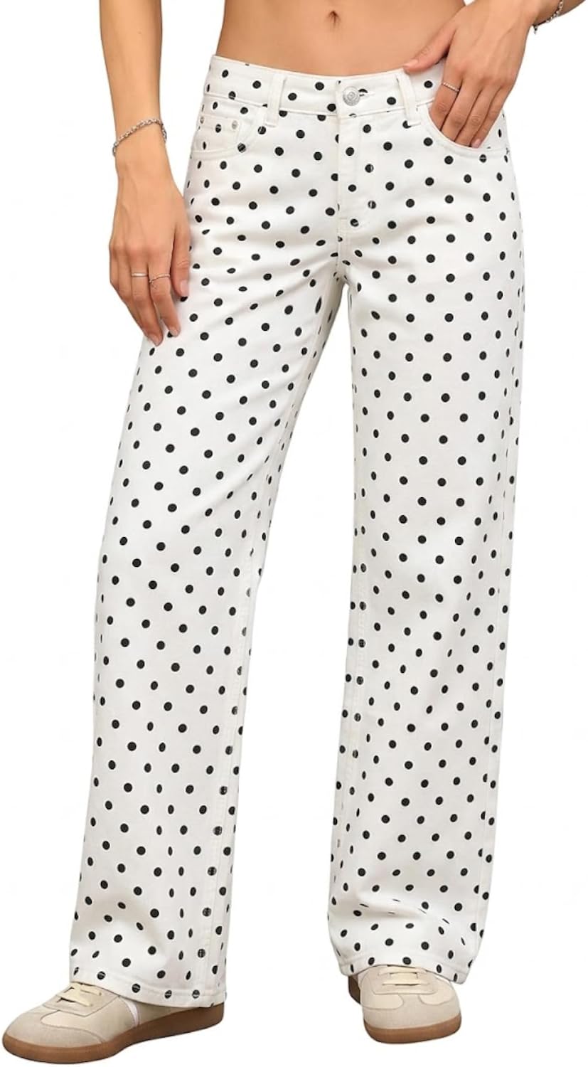 Women's Low Rise Baggy Jeans - Straight Leg Stretch Denim in a Loose Boyfriend Fit for Y2k Outfits - 0