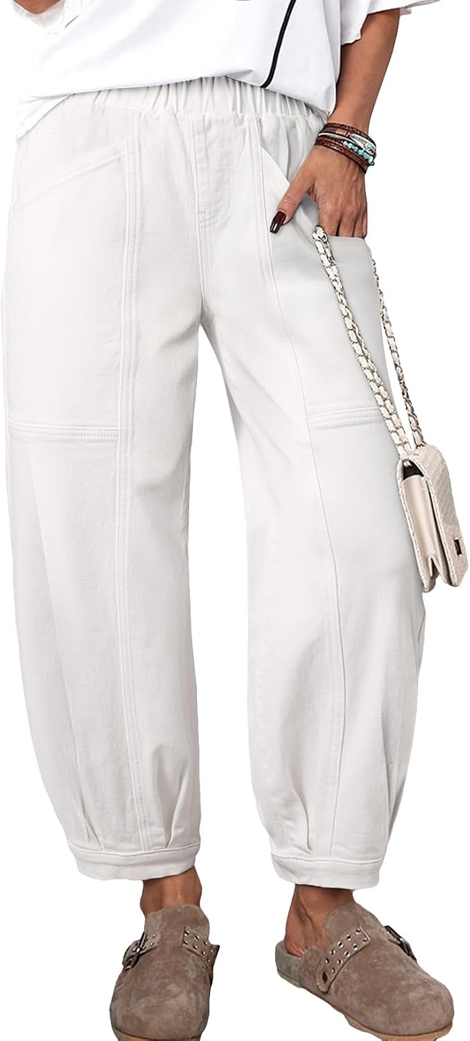 Women's High Waisted Barrel Jeans - Cropped Stretch Denim Ankle Pants for Western Weekend Outfits - 4