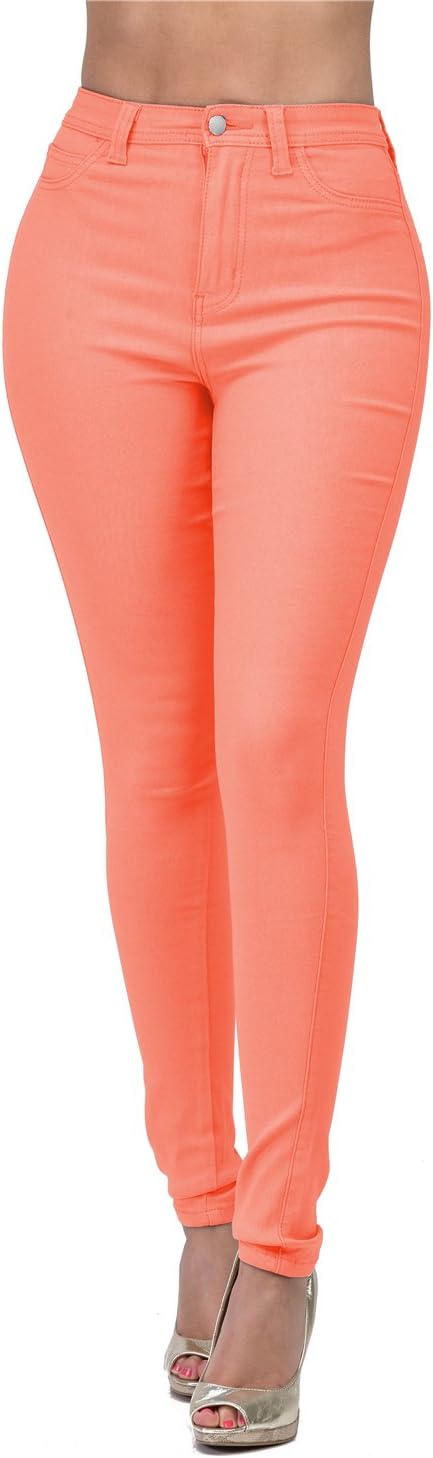 Women's Colored Skinny Jeans - High Rise Destroyed Ripped Stretch Denim in Olive, Mustard and Red - XX-Large