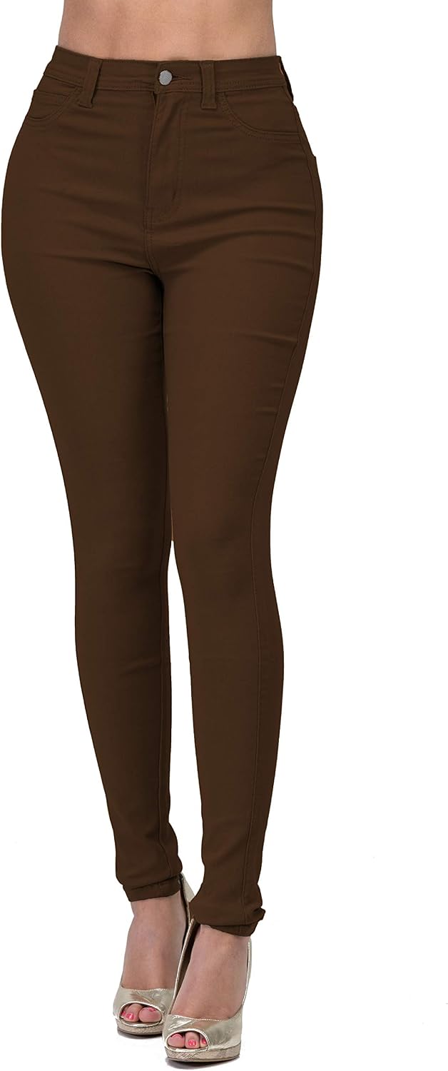 Women's Colored Skinny Jeans - High Rise Destroyed Ripped Stretch Denim in Olive, Mustard and Red - XX-Large