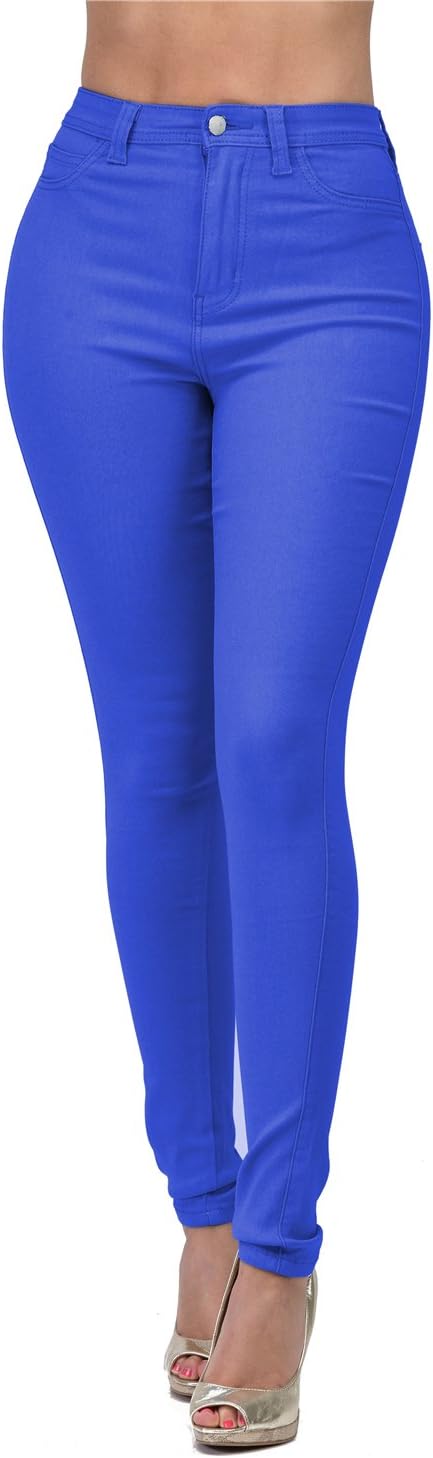Women's Colored Skinny Jeans - High Rise Destroyed Ripped Stretch Denim in Olive, Mustard and Red - XX-Large