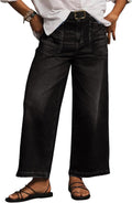 Women's Plus Size Wide Leg Jeans - High Waisted Baggy Stretch Denim with Pockets in Sizes 1X to 5X - 1X