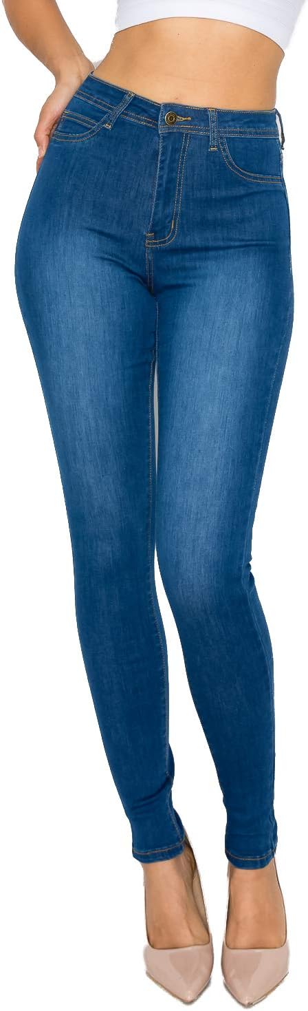 Women's Colored Skinny Jeans - High Rise Destroyed Ripped Stretch Denim in Olive, Mustard and Red - Small