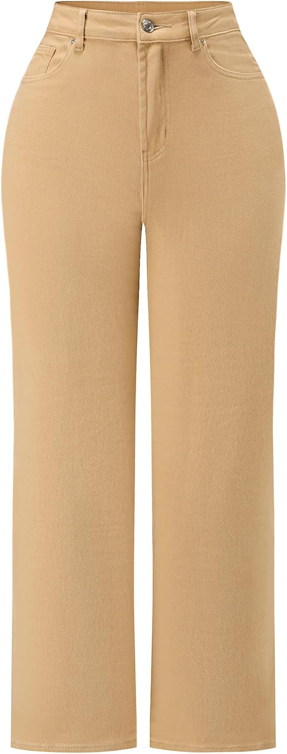 Women's High Waisted Wide Leg Jeans - Distressed Stretch Denim in Fourteen Washes for Casual Days - 2
