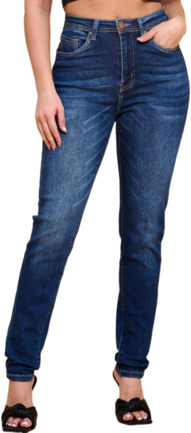 Women's Colored Skinny Jeans - High Rise Destroyed Ripped Stretch Denim in Olive, Mustard and Red - Small