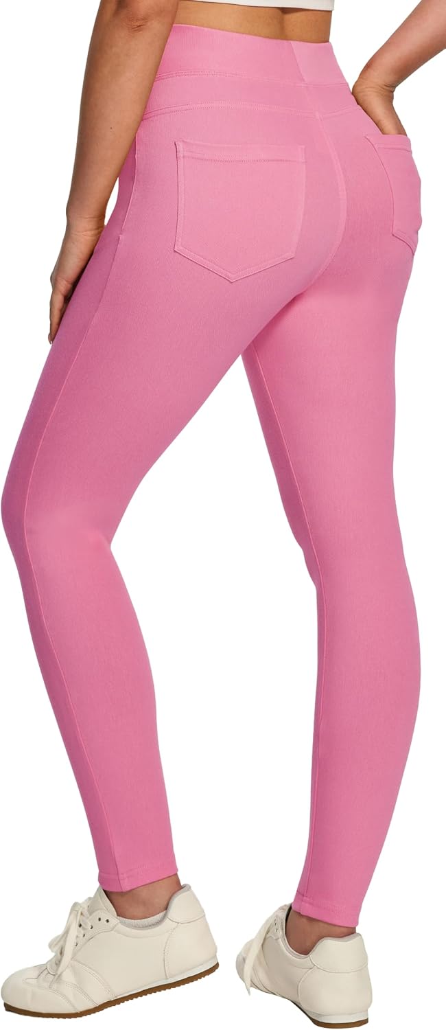 Women's Pull On Denim Jeggings - High Waist Skinny Leggings with Tummy Control and Four Pockets - Plus Size (12)