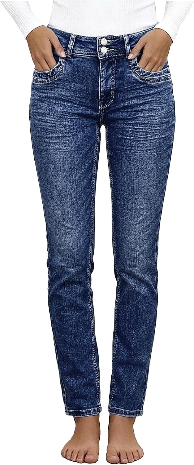 Women's High Rise Skinny Jeans - Butt Lifting Slim Fit Stretch Denim with a Double Button Closure - Ash Blue (2)
