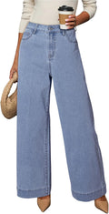 Women's High Waisted Wide Leg Jeans - Loose Stretch Denim with a Straight Leg for Everyday Casual Wear - 4